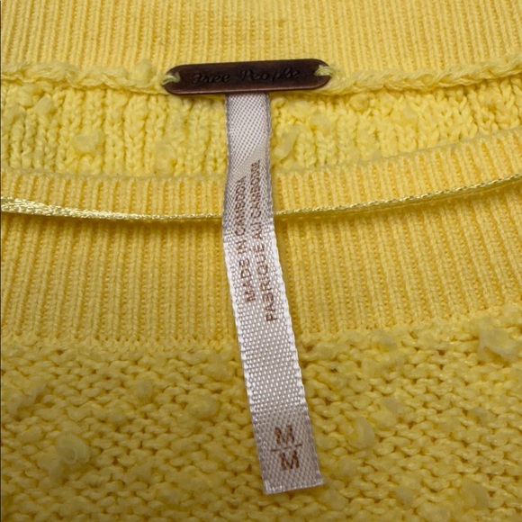 Free People Found My Friend Pullover Sunshine Yellow Crewneck Sweatshirt Sz M - Picture 2 of 12
